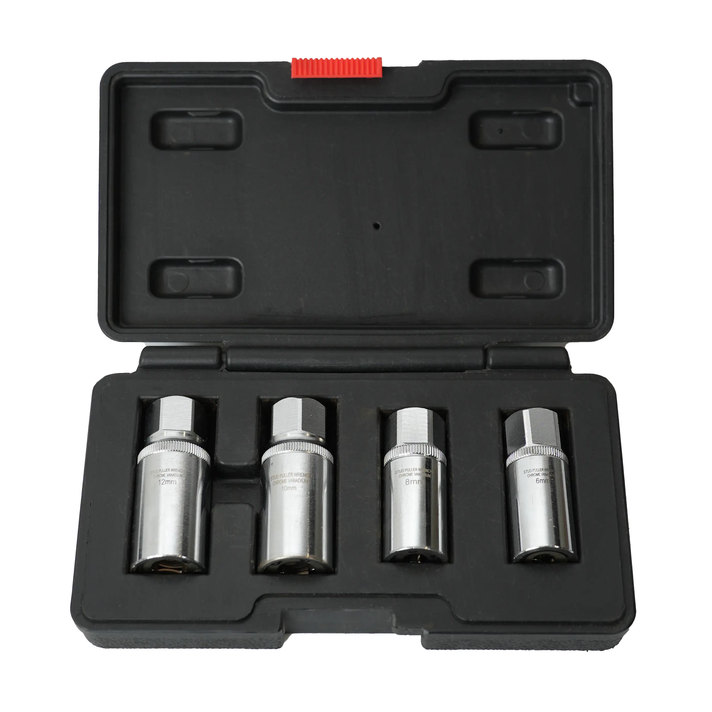 Metric Stud Removal Tool 4 Pieces Stud Extractor Set Stud Removal Set Broken Stud Puller Set 6,8,10,12 mm Broken Stud Removal Socket Stud Puller Sockets for Removing Trapped and Broken Bolts