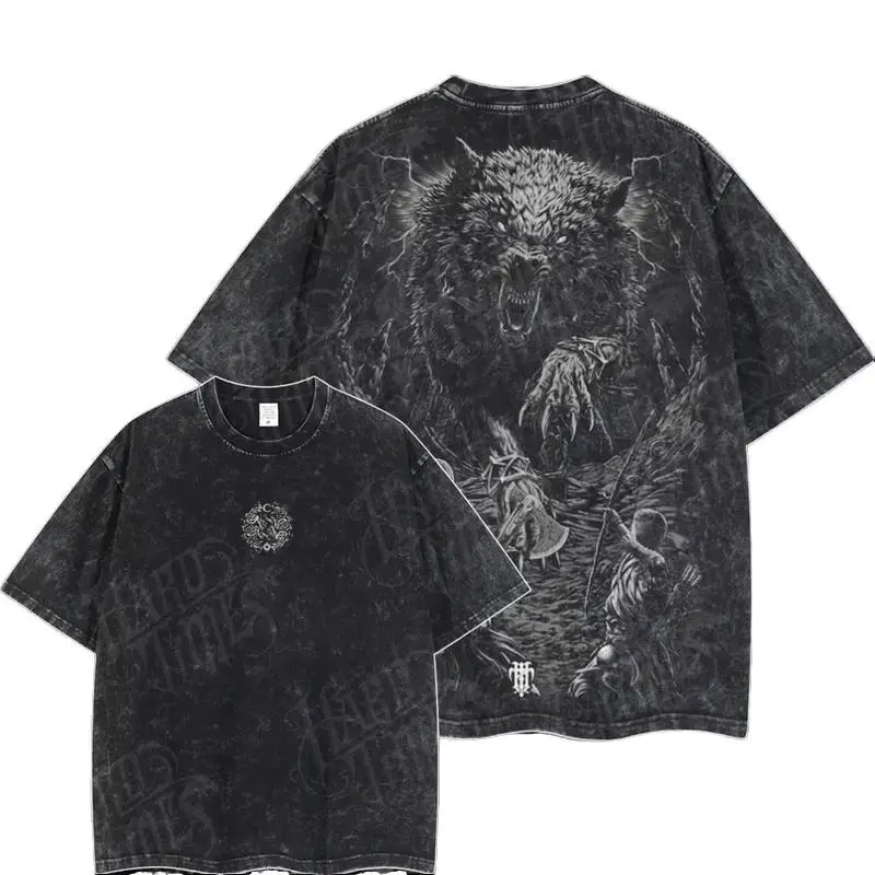 God of War Ragnarok Retro Vintage Unisex Oversize Game Acid Washed Heavyweight Cotton T-shirt, Game Merch, Gift For Game Fan. Clothes Oversized