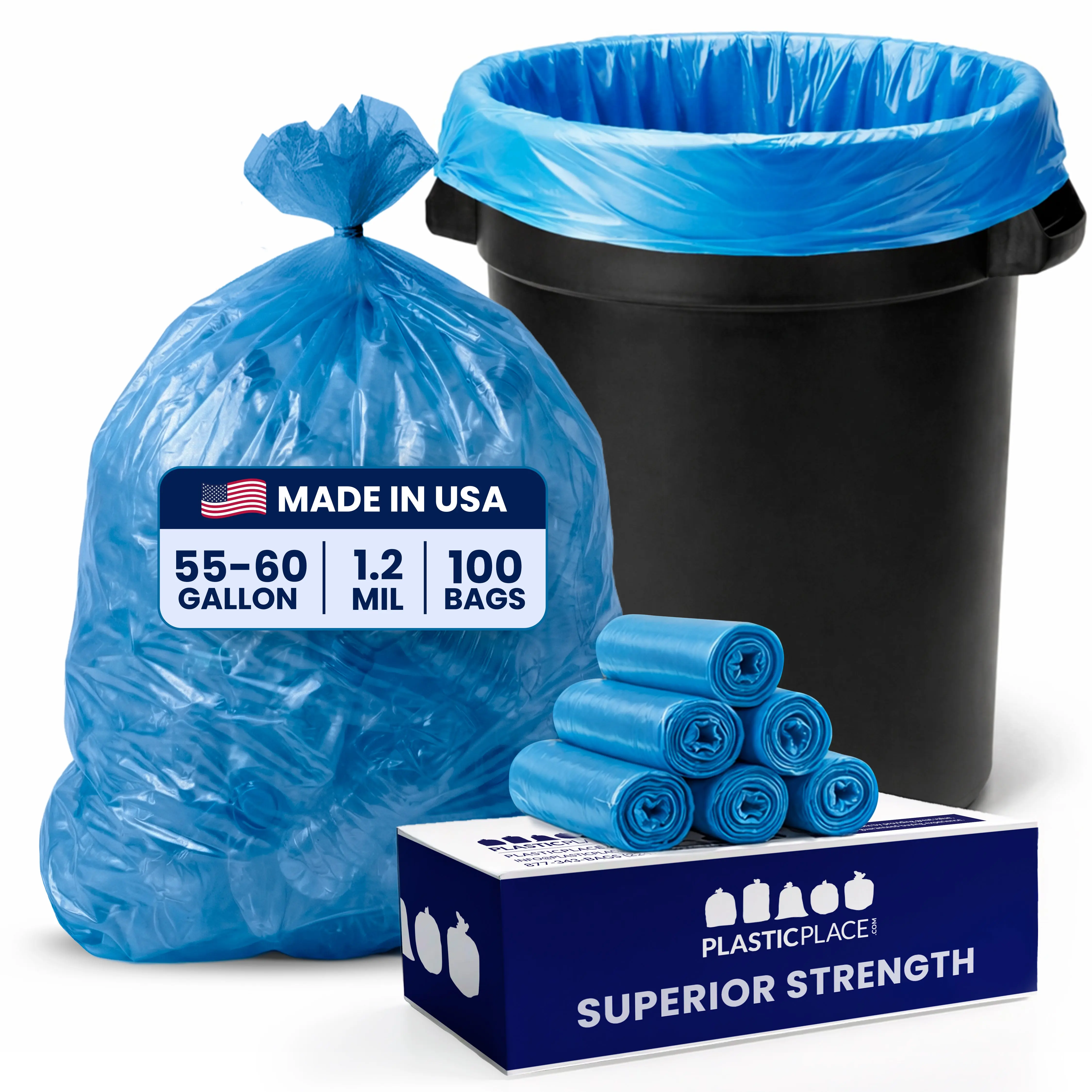 55-60 Gallon Recycling Bags - 1.2 Mil - 100/Case