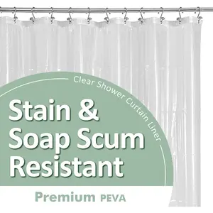 Plastic Shower Liner Clear - Premium PEVA Shower Curtain Liner with Rustproof Grommets and 3 Magnets, Waterproof Cute Lightweight Standard Size Bathroom Curtains - Clear