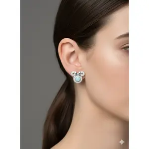 Larimar Minnie Mouse Earrings in 925 Sterling Silver – Caribbean Elegance Exclusive