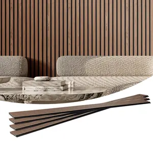 Wood Slat Acoustic Panels 7.9 X 94.5 Inch For Modern Wall Decor Walnut Finish, Sound Absorbing Paneling For Home Office Studio Living Room, Decorative Wood Slats For Improved Acoustics And Aesthetic, Easy Mounting And Install