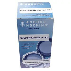 212 MAIN Tecnocap 6065599 Anchor Hocking Regular Mouth Canning Lids & Bands, Gold, 12-Pack, Kitchen Set for Mason Jars & Preserving Containers