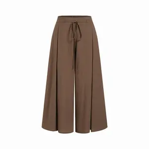 Cider Linen-blend Low Rise Drawstring Wide Leg Cropped Trousers