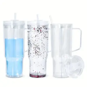 Becka Craft & Design 40 oz Acrylic Snowglobe Cup with Customizable Designs & Glitter Colors - Perfect for Unique Personalization