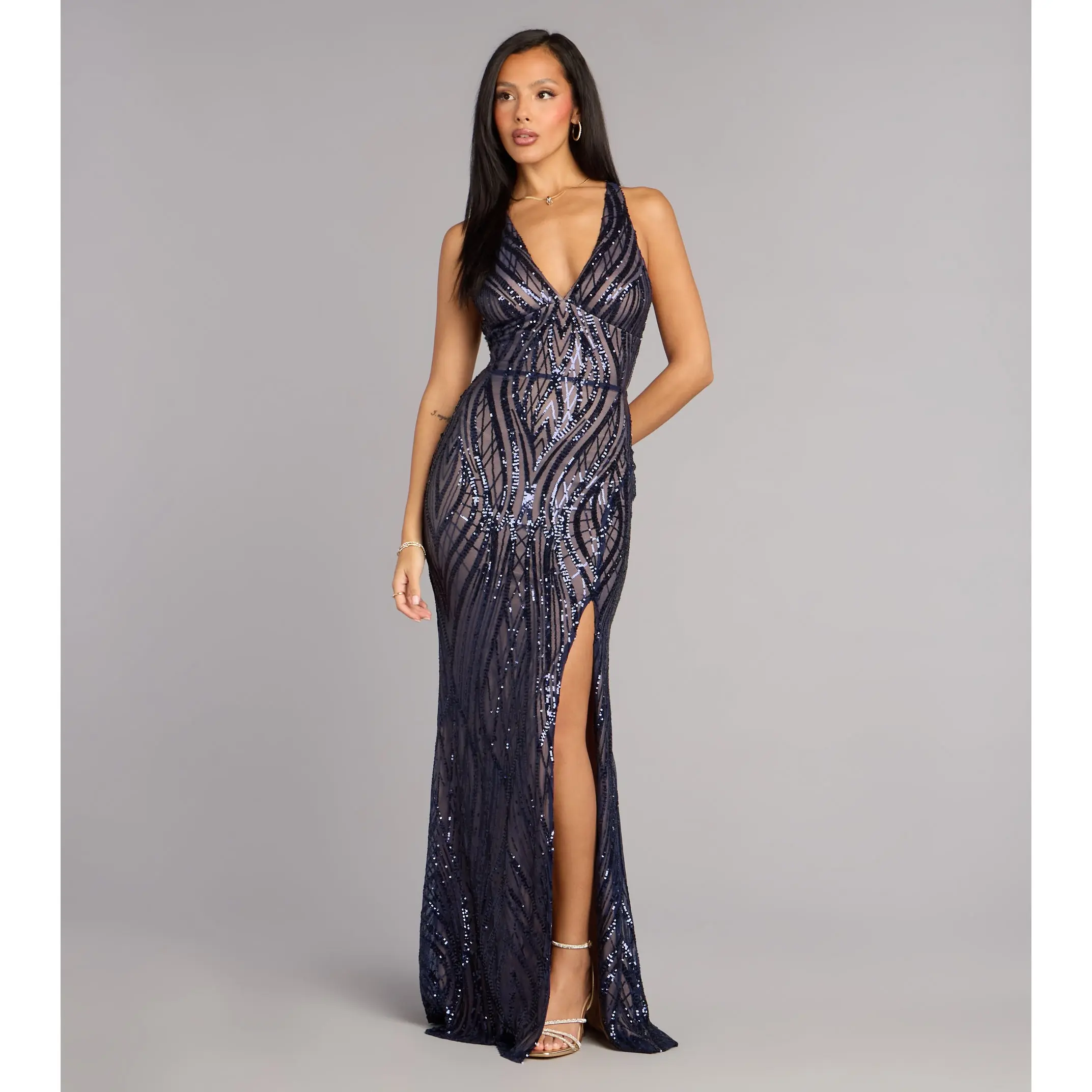 Kyrah Geometric Sequin Formal Dress - TikTok Shop