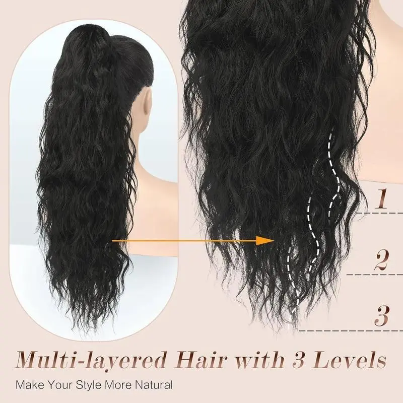 Long Ponytail Extensions, 26 inch Drawstring Curly Wavy Clip in Ponytails Hairpieces Synthetic Hair Piece Pony Tail Extension for Women, Honey Blonde Mixed Light Brown Long Ponytail Extensions, 26 inch Drawstring Curly Wavy Clip in Ponytails Hairpieces Synthetic Hair Piece Pony Tail Extension for Women, Honey Blonde Mixed Light Brown
