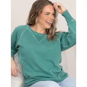 Pigment Dyed Crewneck Sweatshirt With Side Pockets