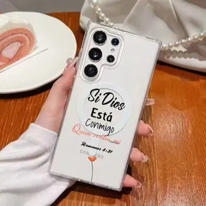 Romanos 8:31 Bible Clear Wireless Charging Military-Grade Protection Shockproof Slim Magnetic Phone Case for Samsung Galaxy S26 S25 S24 Ultra S23 S22 S21 S20 Plus Edge FE A14 A15 A16 A35 A36 A54 A56 A57 A55 Note20 Note10 Note9 A17 A37 A26 A25 A24 A23 A06