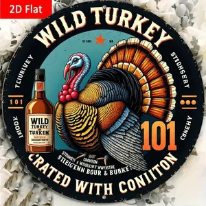 Rustic Tin Metal Sign 8x8 Inches Wild Turkey Bourbon Wall Art Colorful Turkey Decor Americana Retro Home Bar Pub Cabin Man Cave