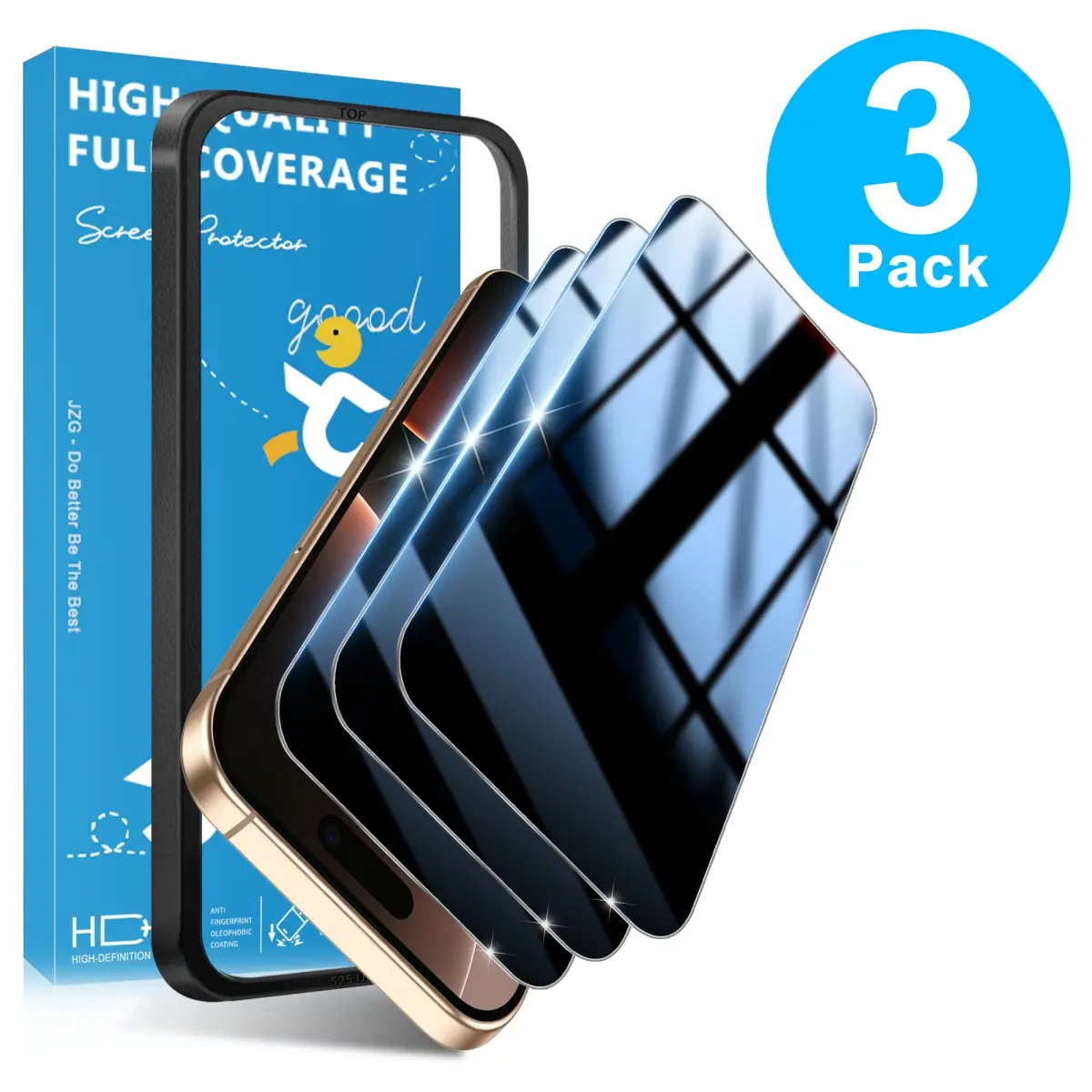 JavoYion 3-Pack Privacy Screen Protector for iPhone 16 Pro - Installation Frame, 9H Tempered Glass, Scratch-Resistant, Anti-Spy, HD Clarity, screen protector iphone 16 pro, iphone 16 pro cases for men