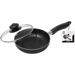 - Black Nonstick  Frying Pan with Glass Lid (6") - Dishwasher Safe for Easy Cleaning
