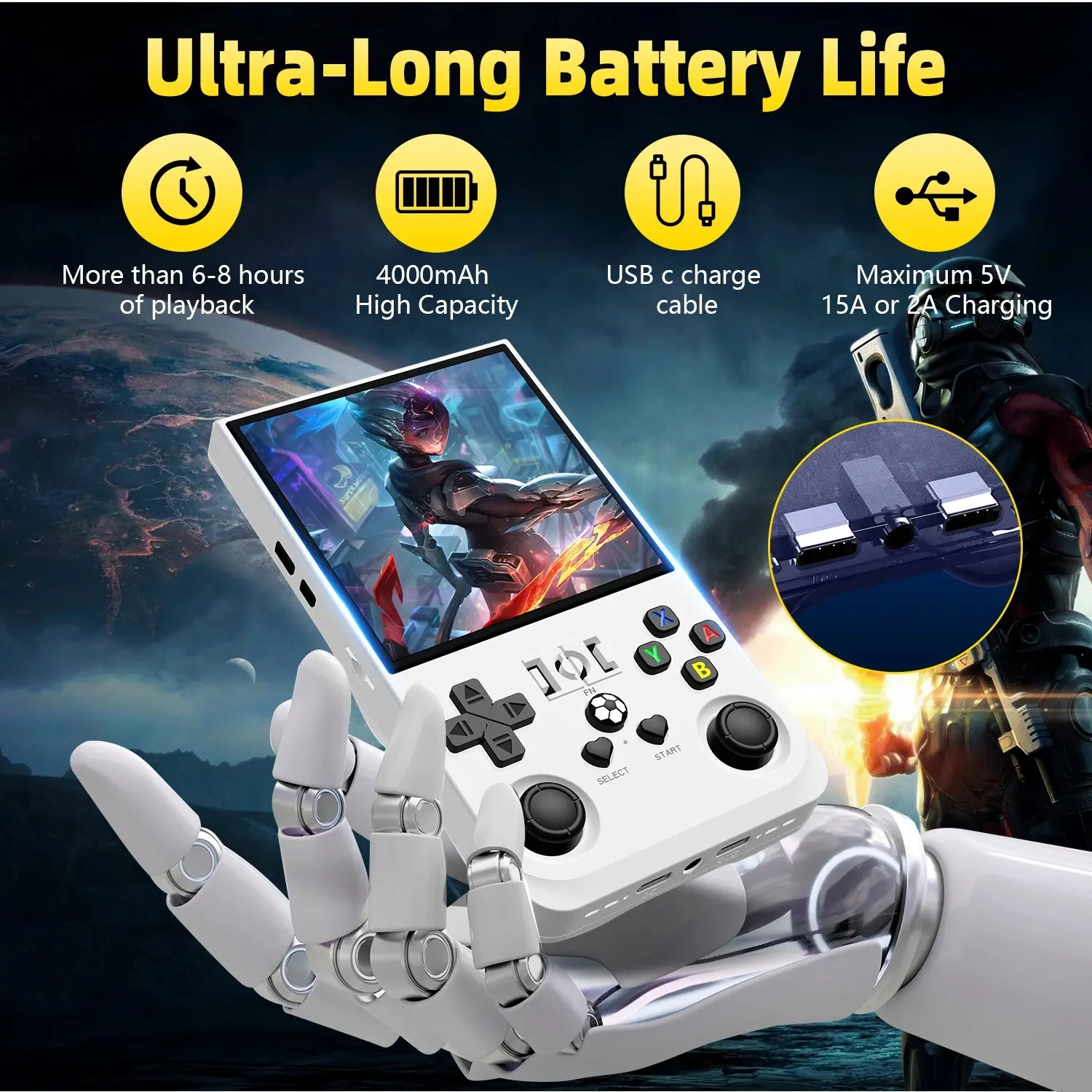 Portable Retro Game Console R36max, IPS HD Screen, Linux System, Large Capacity Battery, Dual Joystick, Long-Lasting, Perfect Gift for Nostalgic Players, Handheld Gaming Console