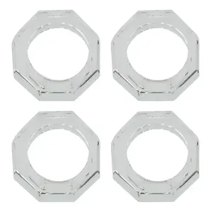 SARO  Glass Crystal Octagonal Facet Napkin Ring Clear - Set of 4, Crystal Glass, Faceted Cut