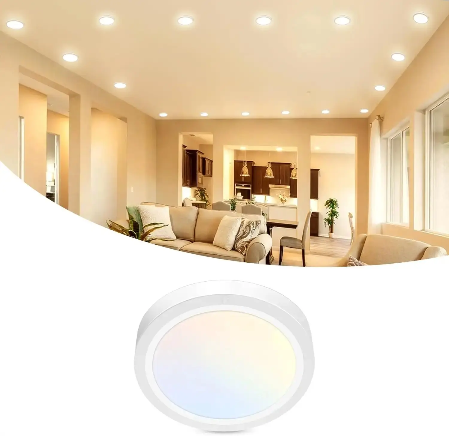 1-Pack Round LED Flush Mount Ceiling Light - 4.7in White Disk Fixture, 7W 700LM, Adjustable Color Temperature (3000/4000/6500K) for Indoor Closet Lighting, Led Light