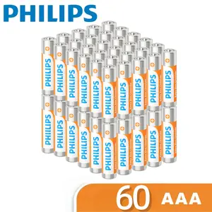 Philips 60 Count AAA Carbon Zinc High Performance Battery Pack, Anti-Leakage Design, Long Lasting Power for Remote Controls, Kids Toys, Flashlights, Clocks, Radios and Everyday Household Devices