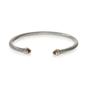 Pre-owned NY155095 David Yurman Rose Gold And Sterling Silver Morganite Cable Classic Bracelet
