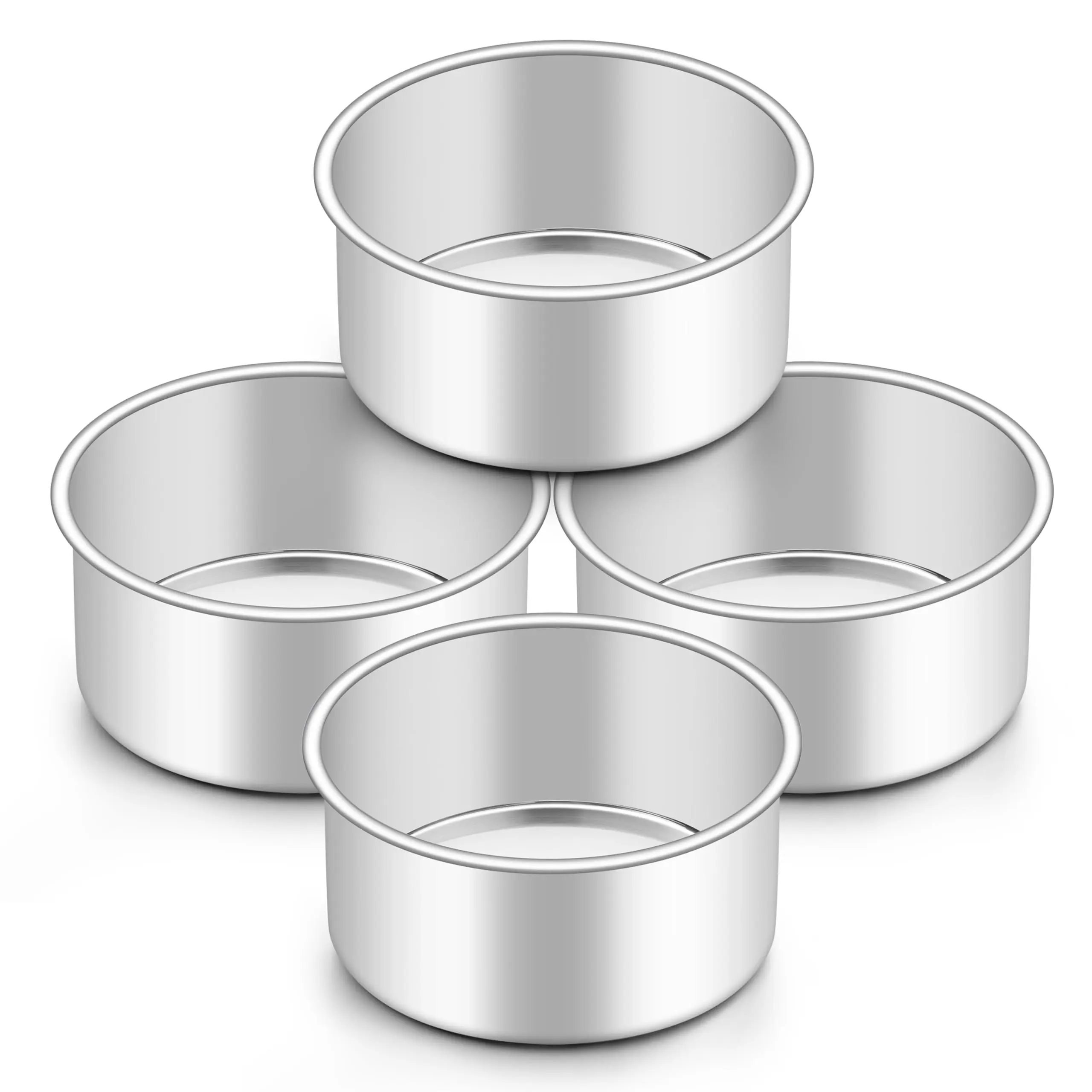4PCS 4 Inch Cake Pan, Aluminum alloy Mini Cake Pan Small Round Baking Tins Set, For Baking Steaming Serving, Healthy & Sturdy, Easy Clean & Dishwasher Safe
