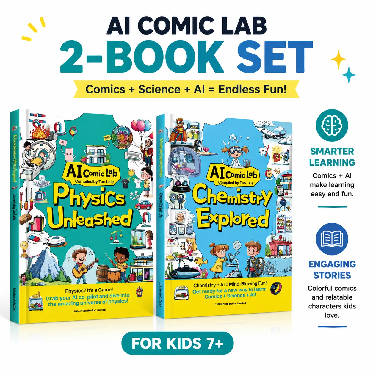 Kids Science  Set Ages 7+, AI Comic Physics & Chemistry Learning , STEM Educational Gift for Boys & Girls, Birthday & Holiday Gift interactive book