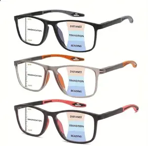 3 Pack Progressive Multifocal Reading Glasses Blue Light Blocking Unisex Computer Readers Spring Hinge Oversized Frame HD Vision Eyeglasses Mix Color tiktokshopspringglowup