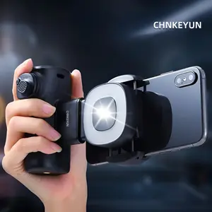 Mobile phone camera handle fill light, with wireless shutter-SLR style handle, suitable for iPhone and Android phones, 90 ° rotating Bluetooth selfie stick holder, very suitable for Vlog, selfie and stable shooting, compatible with iPhone 17