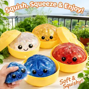 Viral Dumpling Squishy Mystery Blind Box ULTRA RARE Gold Glitter Hidden Edition | Squishy Dumpling Slow Rise ASMR Sensory Fidget Toy Soft TPR Squeeze Ball Butter Squishy Rare Pull Collectible Satisfying Unboxing Trendy Toy Gift FYP