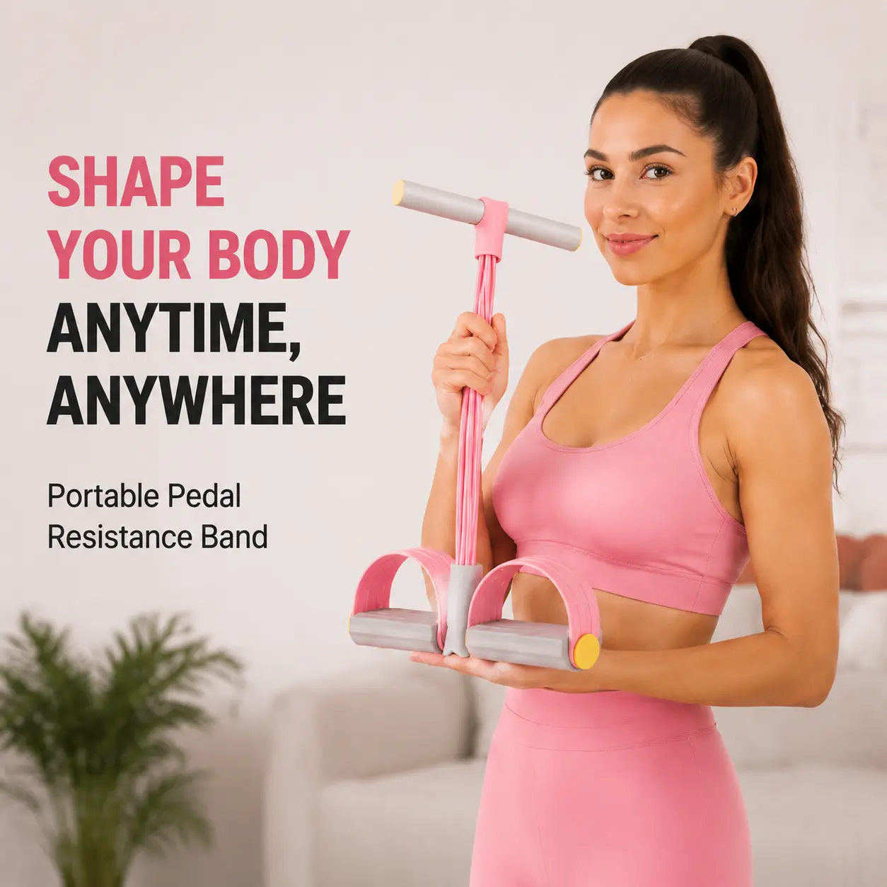 This multi-functional pedal resistance band is lightweight and portable, features an elastic drawstring, and provides traction for training.
