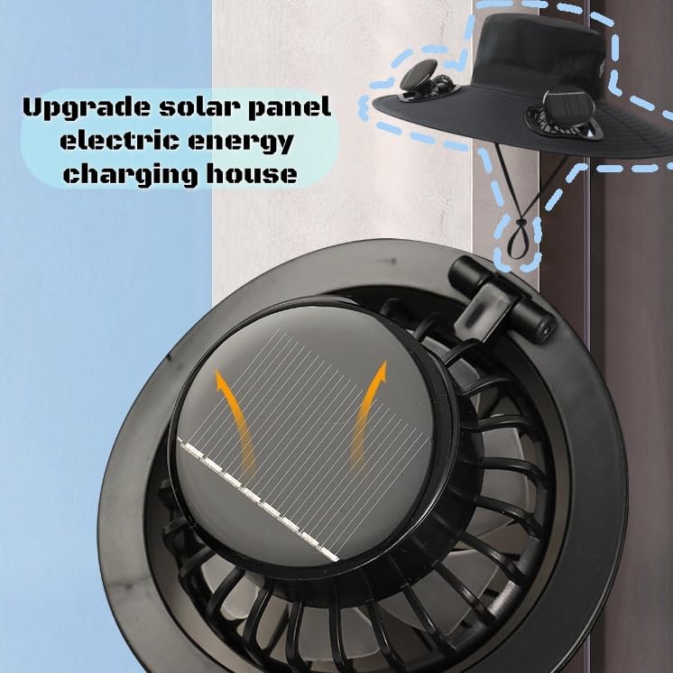 Solar Fan Outdoor Fishing Hat-Solar Sun Protection Sun Hat with Fan Solar Fan Hat Dual Power Supply Fan Outdoor Fan