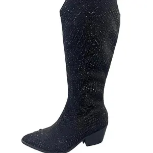 WOMENS RHINESTONE WESTERN STYLE BOOT WITH HEEL AANIKA Walking Shoes Footwear  Decor Comfort
