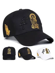 Men's Two-Tone Baseball Cap with Embroidered Jesus Cross Pattern, Outdoor Sports Hat, Gift for Hiking Fishing Travel