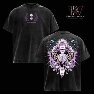 [Winter Outfits]Gojo Satoru The Honored One Vintage Washed Oversized T-Shirt – Jujutsu Kaisen Anime Streetwear Graphic Tee, Soft Cotton Heavyweight Top, Oversized Unisex Outfit, Gift for Anime Fans