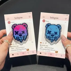 Melting Bear with MagSafe Phone Grip, Horror Aesthetic Magnetic Phone Holder, Kawaii Scary Fan Gift , Kindle Accessories sticky Baby mount Library Card Flower-Shaped Multi-Functional Stand Universal Car Double-Sided Octo Adjustable Portable Monitor