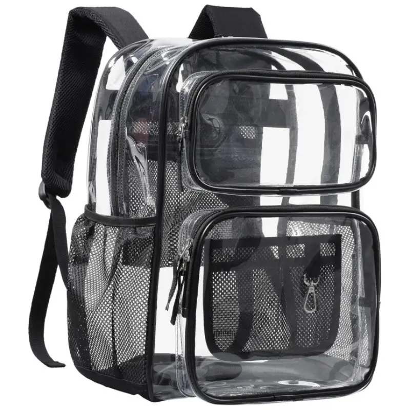 17 in Durable Clear Backpack for School - Heavy-Duty Transparent Bookbag with Front Pockets, School-Approved, Fits 16 in Laptop, Organized Daypack for Sports & Outdoor Camping Hiking, Durable Backpack