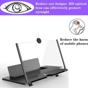 Mobile Phone Magnifier Ultra-HD Screen Magnifier for Easy TV Viewing Dual Orientation Eye Protection Full-Screen Adjustable Foldable Gadget Portable