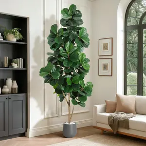 Garvee 210cm Artificial Fiddle Leaf Fig Tree with Realistic Leaves in White Planter, Indoor Decorative Plant for Home Office and Living Room