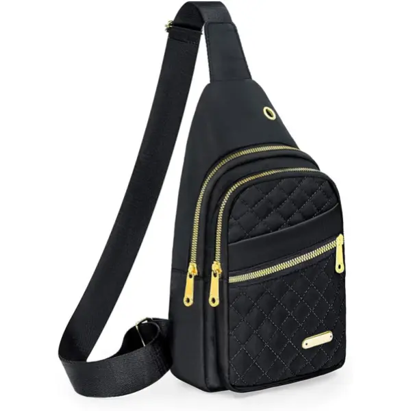 Ladies' crossbody bag - Adjustable shoulder strap, multi-compartment design, zipper closure, durable polyester lining, solid color daily travel essential single-shoulder bag Casual Flap Pocket