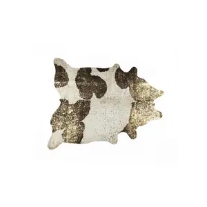 6' X 7' Gold And White Cowhide Area Rug