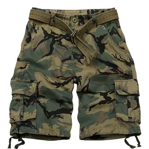 TRGPSG Men's Camo Multi-Pockets Relaxed Fit Casual Shorts,Outdoor Camouflage Twill Cargo Shorts 11" Inseam(No Belt)