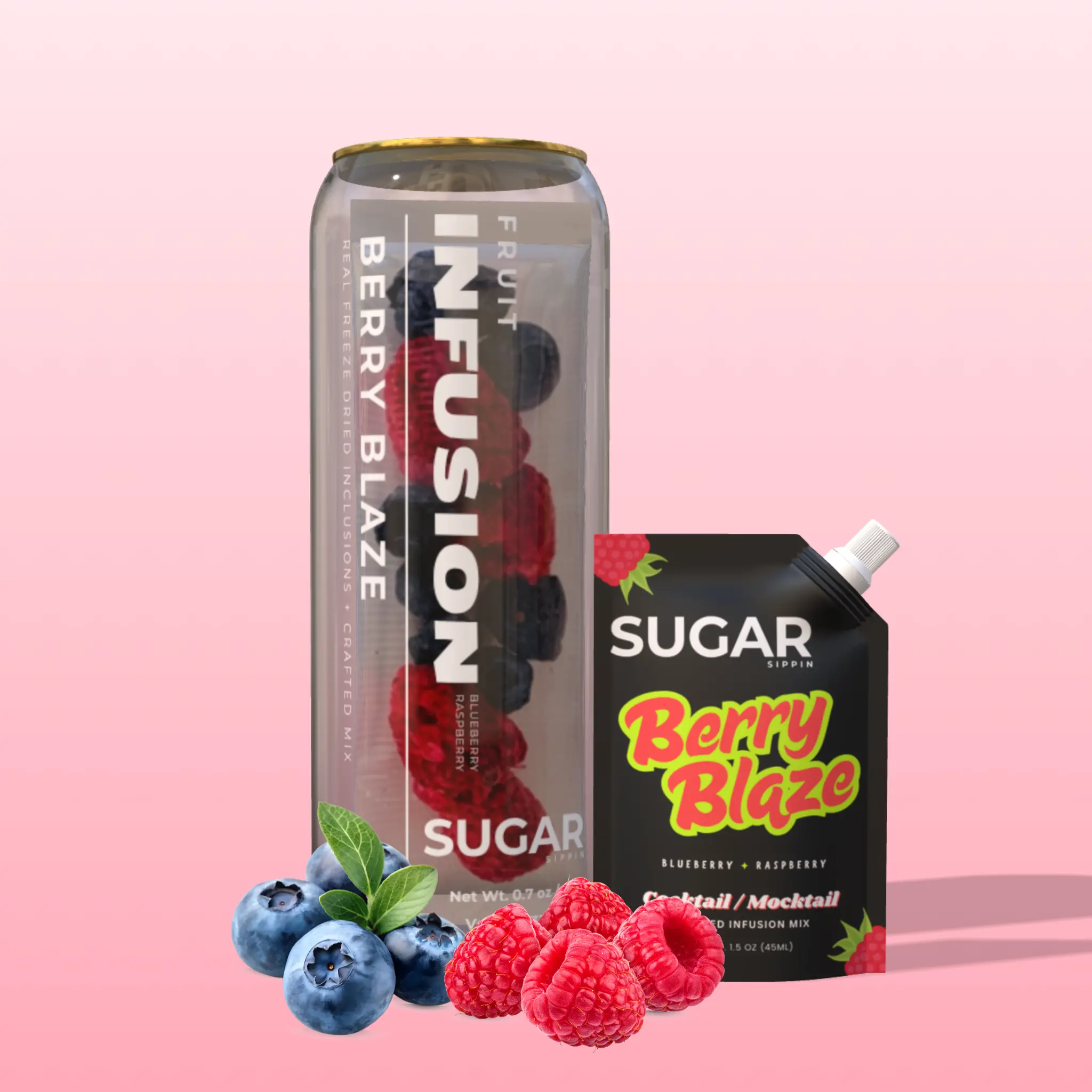 Berry Blaze – Drink Kit with Premium Blueberry & Raspberry Fruit Syrup Mix + Freeze Dried Fruits + Reusable Can (330ml) for Cocktails or Mocktails