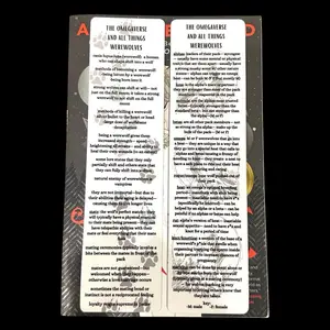 Omega-verse Werewolf Cheatsheet Bookmark- Perfect for book lovers