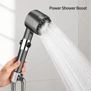 High Pressure Filtered Shower Head with 5 Filters, 3 Spray Modes & One-Touch Stop Button, Handheld Shower Head Kit with Hose