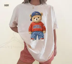 Comfort Colors® Patriotic Bear T-shirt, American Teddy Bear Shirt, Usa Flag Bear Art Tee, 4th Of July T-shirt, Usa Bear Fourth Of July Tee