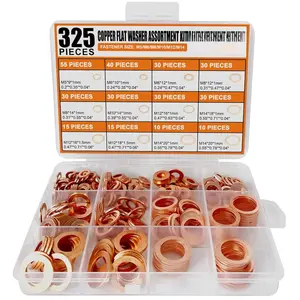 Stainless Steel Flat Washers Assortment Kit, SAE 304, 300-Piece Metal Screw Washers Set for Bolts, 8 Sizes #6; #10; #12; 1/4"; 5/16"; 3/8"; 1/2"