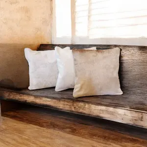 18x18 Genuine Cowhide Pillow Covers Toasted Marshmallow Palomino Double Sided Highlands Cowhide Pillow