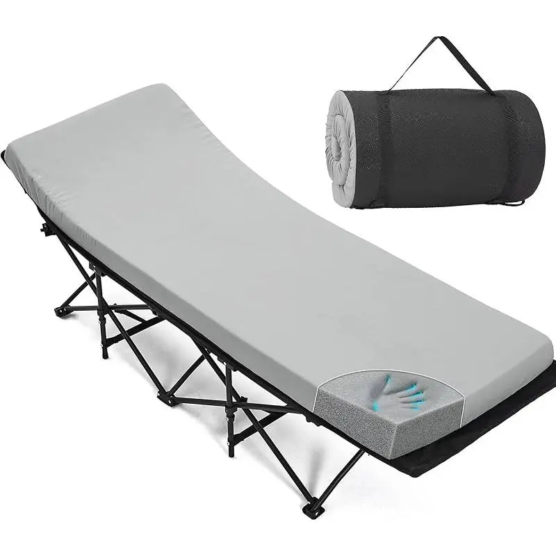 Camping Cot Mattress 2in Memory Foam Sleeping Pad,Soft Warm Non-Slip Camping Mattress Topper with Retaining for Adults,Portable Roll up Pad for Travel(75 x30)(only Mattress)