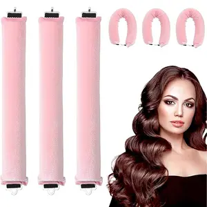 2/3pcs No Heat Curling Iron Set, Hook Rubber Hair Roller Tool, Large Wave Sleep Curler, Easy DIY Hairstyle Accessories