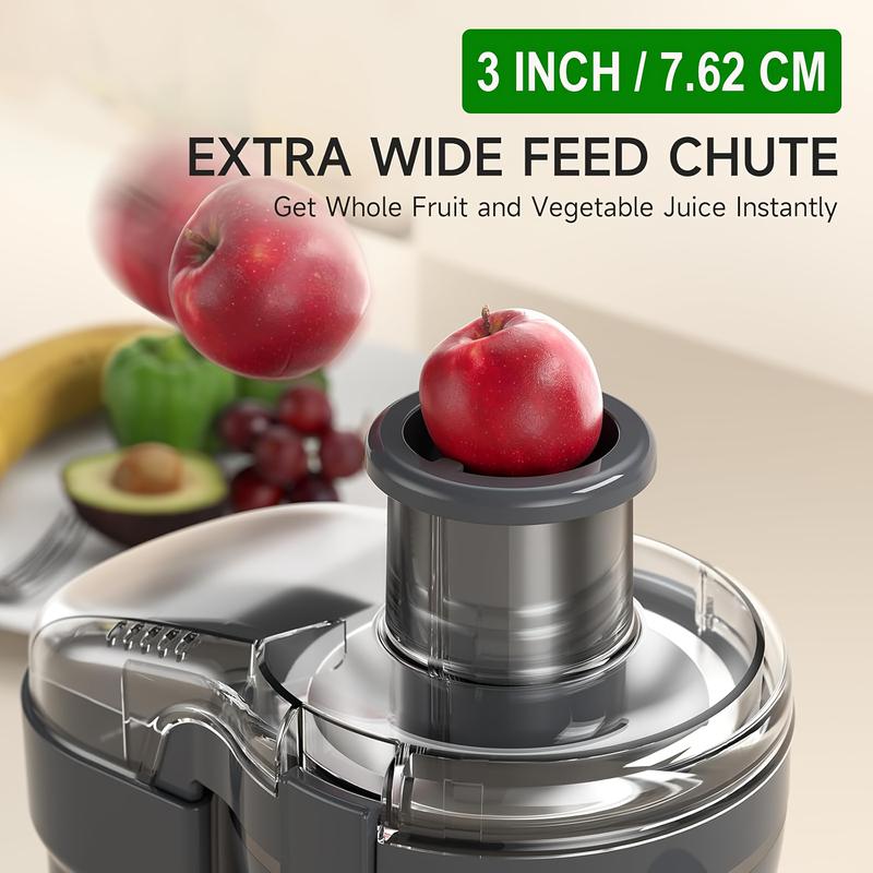 500W Powerful Centrifugal Juicer Machine - Wide Mouth Feed Chute For Easy Fruit And Vegetable Extraction, Easy Cleaning, Stainless Steel, BPA-Free, Dishwasher Safe, Space-Saving Design, Perfect For Healthy Living And Delicious Juice Recipes