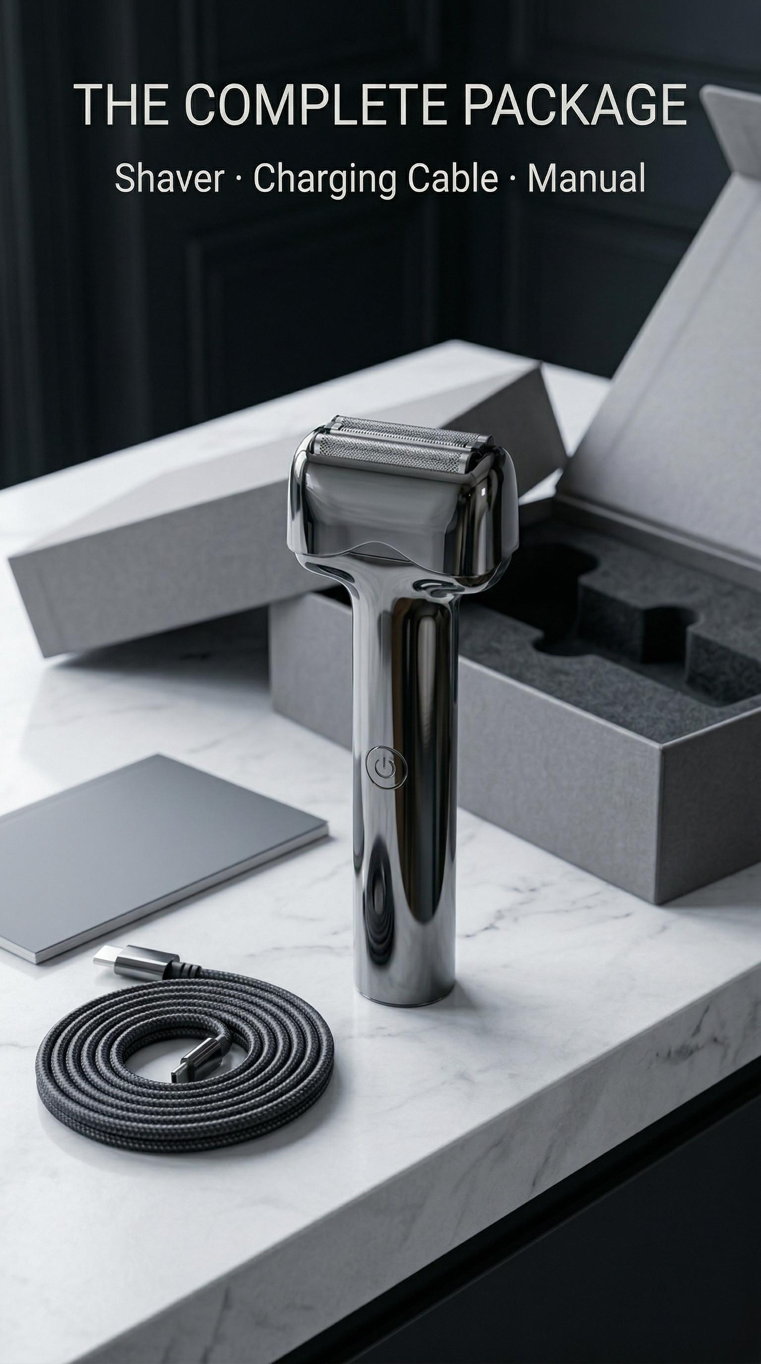 Luxury All-Metal Professional Electric Razor for Men, Precision Dual Foil Shaver, IPX6 Waterproof, Type-C Fast Charging, 60-Day Battery Life, Magnetic Cap, Travel Lock, Portable Premium Grooming Kit – Ideal Gift for Men