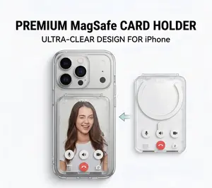 Transparent Magnetic Flip Card Holder - FitsCredit Card /ID / K-pop Photocard Size(95 x 63 mm, Not for Trading Cards) -Compatible with iPhone and SamsungGalaxy S25/ S24 Series Must-have for K-pop stans!