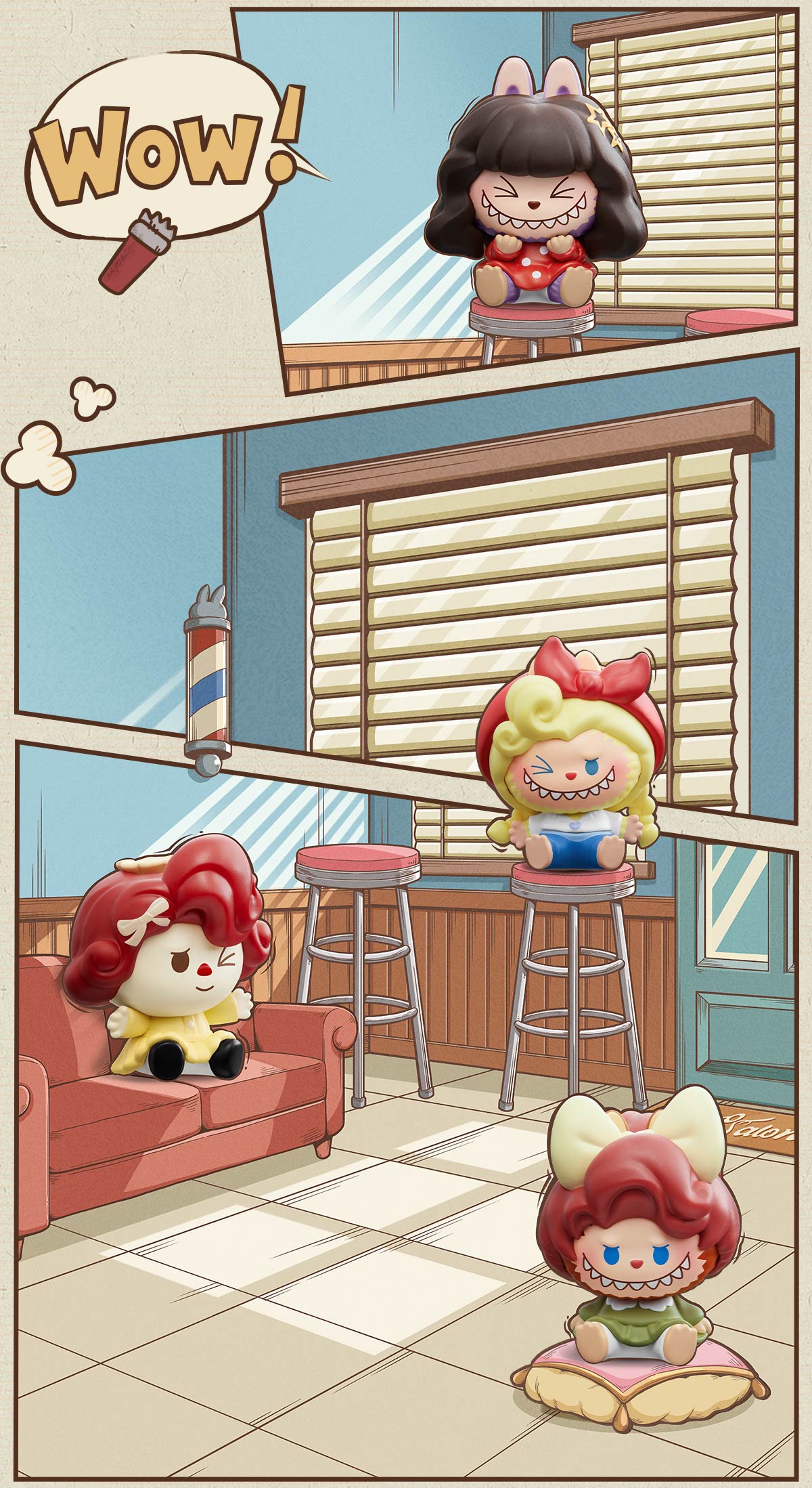 unboxing - POP MART POP BEAN THE MONSTERS Hair Salon Series Blind Box LABUBU Fun Toy